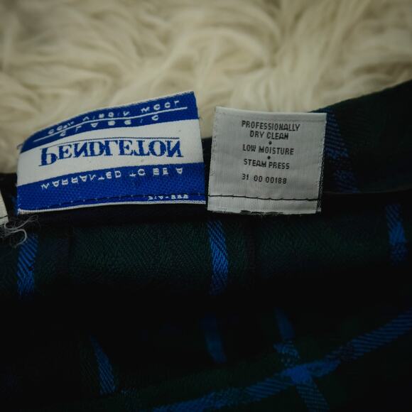 Pendleton Size 16 Green Plaid Paisley Print Pleated A Line Midi Wool Skirt - Picture 7 of 9